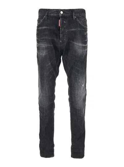 DSQUARED2 'COOL GUT' BLACK JEANS WITH BELT LOOPS AND FADED EFFECT