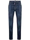 Dsquared2 Blue Five-pocket Skinny Jeans With Lived Effect In Blue