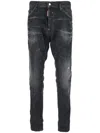Dsquared2 Cool Gut Black Jeans With Belt Loops And Faded Effect In Denim Man