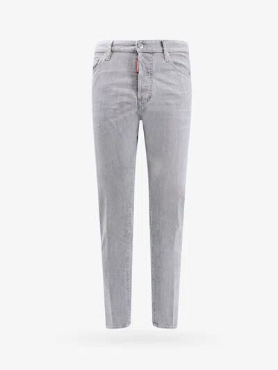 Dsquared2 Cotton Trouser With Back Logo Patch In Grey