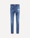Dsquared2 Blue Jeans With Ripped Details And Logo Patch On The Rear In Blue