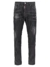 Dsquared2 Cool Gut Black Jeans With Belt Loops And Faded Effect In Denim Man In Black