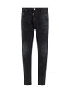 Dsquared2 Easy Black Wash Tidy Biker Black Stretch Cotton Denim Jeans In Black
