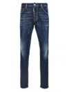 Dsquared2 Distressed Five-pocket Jeans Leather Patch In Blue