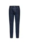Dsquared2 Straight Leg Five-pocket Trousers With Contrast Stitching In Blue