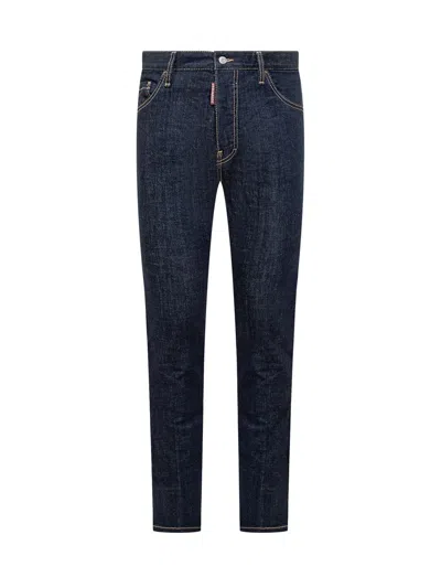 Dsquared2 Skater Stretch Cotton Denim Jeans In Blue