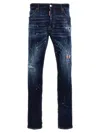 Dsquared2 Distressed Slim-fit Jeans With Unique Splatter Detailing In Blue