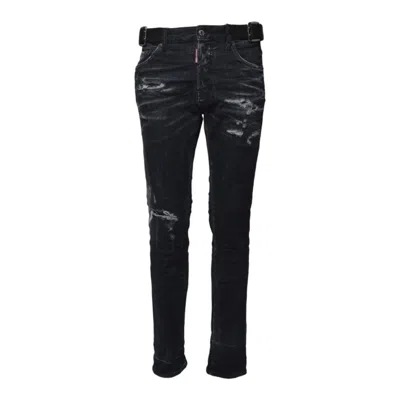 Dsquared2 Cool Guy Jeans In Black Denim With Buckles