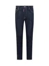 Dsquared2 Blue Jeans With Contrast Stitching And Logo Patch On The Back In Denim Man In Navy Blue
