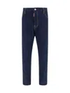 Dsquared2 Blue Jeans With Belt Loops And Logo Patch On The Rear In Navy Blue