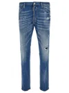 Dsquared2 'cool Guy' Light Blue Five-pocket Jeans With Rips In Stretch Cotton Denim Man