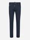 Dsquared2 Blue Jeans With Contrast Stitching And Logo Patch On The Back In Denim Man In Denim Dark Blue