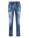 Dsquared2 Cool Gut Blue Jeans With Belt Loops And All-over Painted Details In Denim Man In Blue