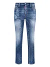 Dsquared2 Cool Gut Blue Jeans With Belt Loops And All-over Painted Details In Denim Man In Blue
