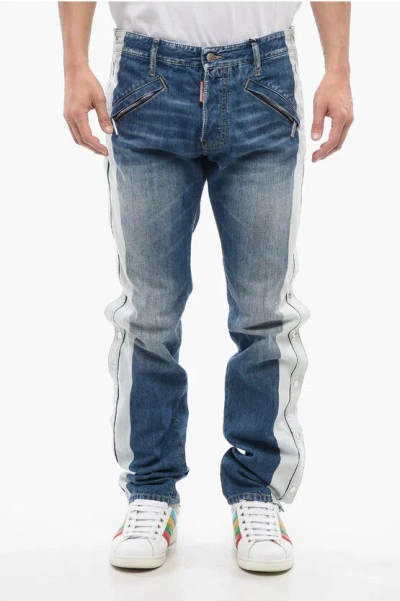 Dsquared2 Cool Guy Stripper Jeans With Side Buttons 18 Cm In Blue