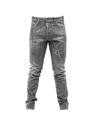 Dsquared2 Cool Guy Stud-embellished Distressed Jeans In Gray