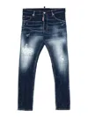 Dsquared2 Slim-fit Distressed Blue Jeans With Five-pocket Design In Dark Blue