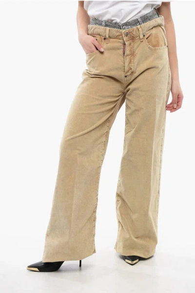 Dsquared2 Corduroy 5-pocket Pants With Studded Denim Detail