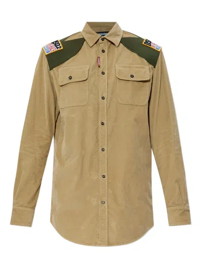 Dsquared2 Corduroy Shirt In Neutral