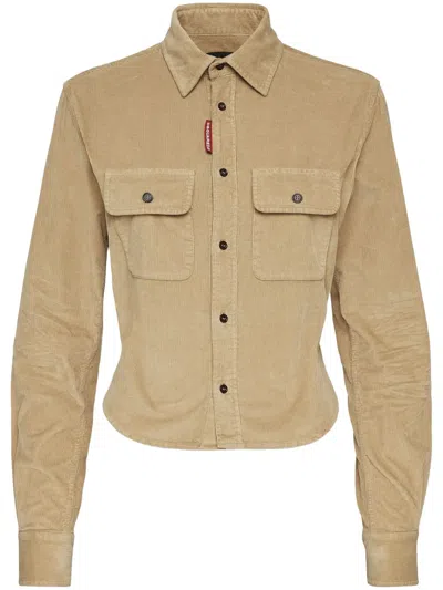 Dsquared2 Corduroy Shirt In Neutrals