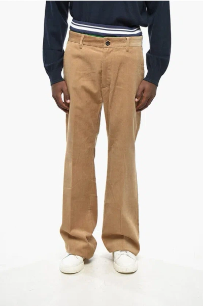 DSQUARED2 CORDUROY SLOUCH PANTS WITH STRIPED ELASTIC WAISTBAND