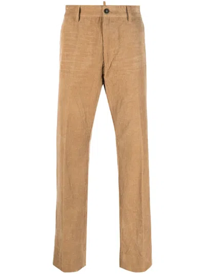 Dsquared2 Corduroy Straight-leg Trousers In Neutrals