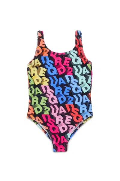 DSQUARED2 ONE-PIECE SWIMSUIT WITH ALL-OVER 3D LOGO