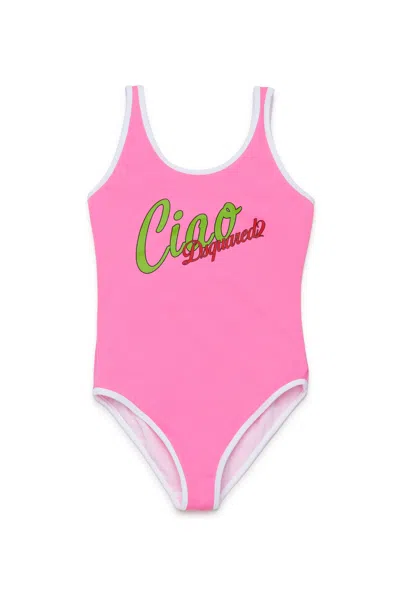Dsquared2 Kids' Lettering-print Swimsuit In Multi