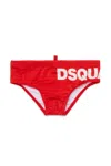Dsquared2 Kids All-over Logo Patterned Swim Trunks In Red
