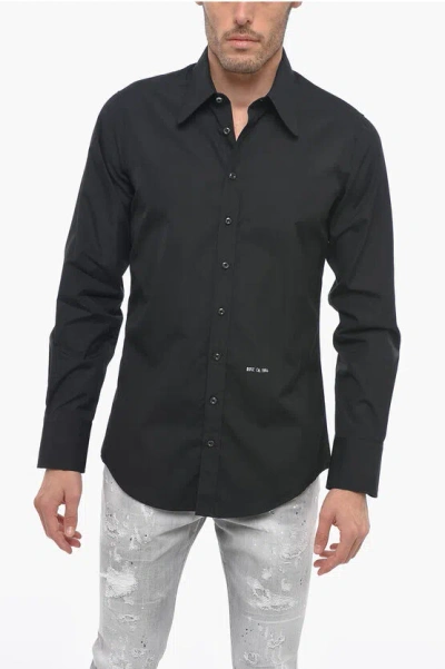 Dsquared2 Cotton 1964 Shirt With Rounded Standard Collar In Black