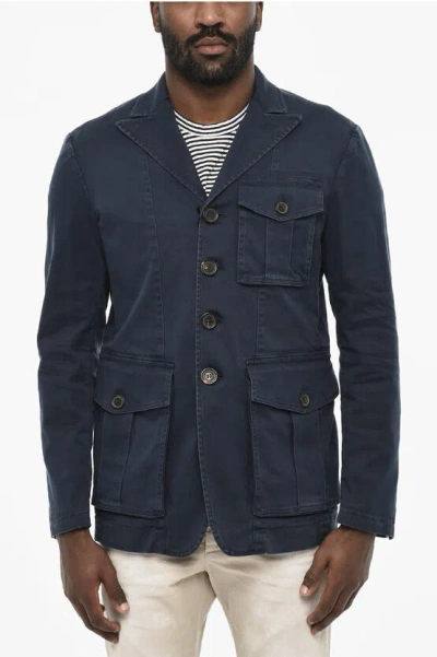 Dsquared2 Cotton 4 Buttons Blazer With Logoed Buttons
