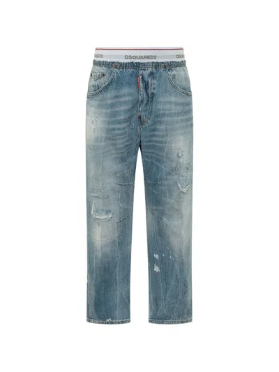 Dsquared2 Cotton 5 Pockets Pants In Blue