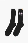 Dsquared2 Cotton And Nylon Pac-man Long Socks With Ribbed Detail In Black