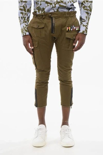 Dsquared2 Cotton Army Cargo Pants With Patches