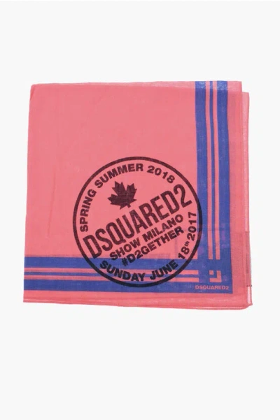 Dsquared2 Cotton Bandana With Beaver Print In Pink