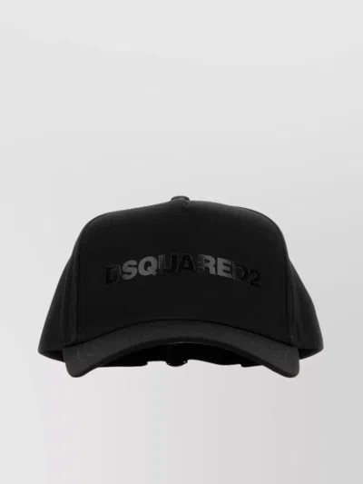 Dsquared2 Cotton Baseball Cap Curved Brim In Black
