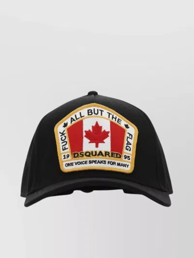 Dsquared2 Cotton Baseball Cap Curved Brim In Black