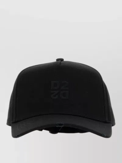 Dsquared2 Cotton Baseball Cap Curved Brim Design In Black