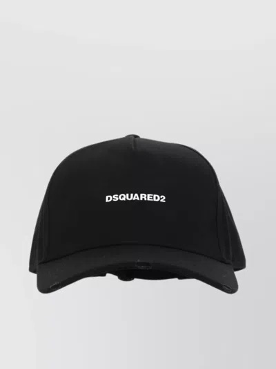 Dsquared2 Cotton Baseball Cap Curved Peak In Black