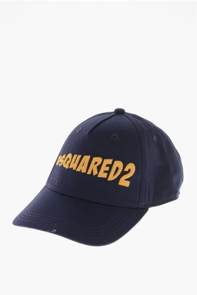 Dsquared2 Cotton Baseball Cap With Embossed Logo In Purple