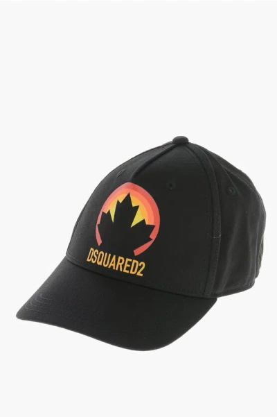 Dsquared2 Cotton Baseball Cap With Front Print In Neutral