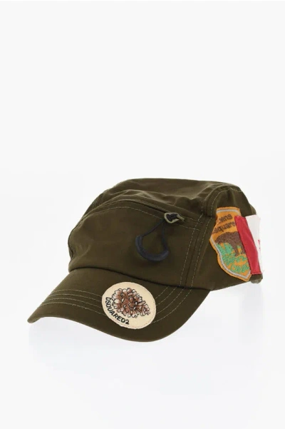 Dsquared2 Cotton Baseball Cap With Patches In Green