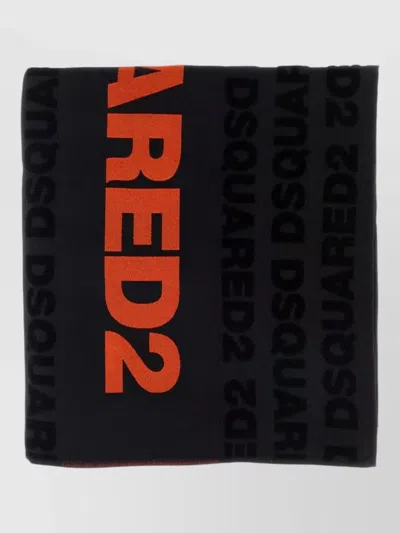 Dsquared2 Cotton Beach Towel Soft Texture Design In Black