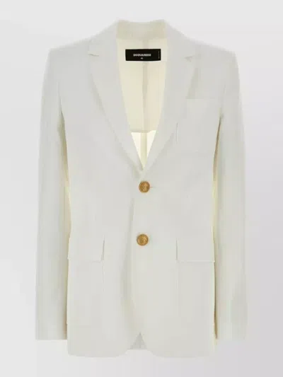 Dsquared2 Cotton Blazer Notch Lapel Front Pockets In Animal Print