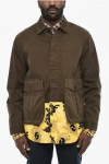 DSQUARED2 COTTON BLAZER WITH SILK DETAILS AND LOGOED BUTTONS