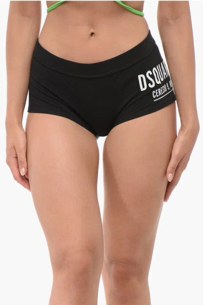 Dsquared2 Cotton Blend Ceresio Culotte With Printed Logo In Black