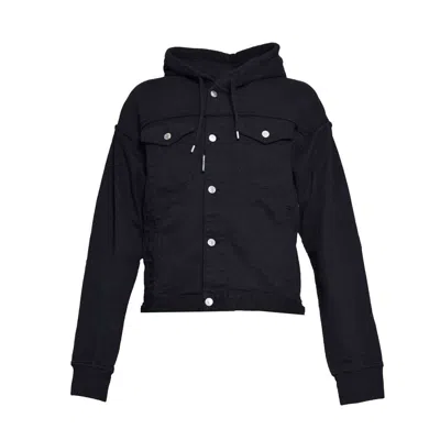 Dsquared2 Cotton-blend Denim Worker Jacket With Hood In Black
