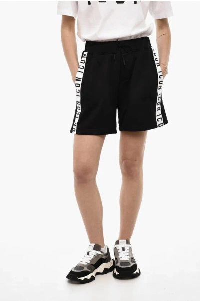 DSQUARED2 COTTON BLEND ICON SHORTS WITH LOGOED SIDE BANDS