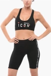 Dsquared2 Cotton Blend Icon Sport Bra In Black