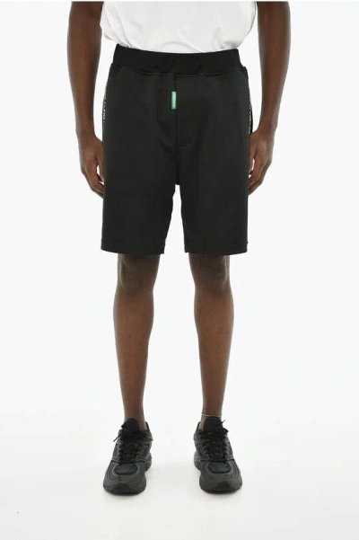 Dsquared2 Cotton Blend Shorts With Drawstring Waist In Black